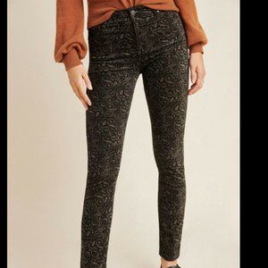 AG STEVIE VELVET PAISLEY HIGH-RISE SKINNY ANKLE JEANS